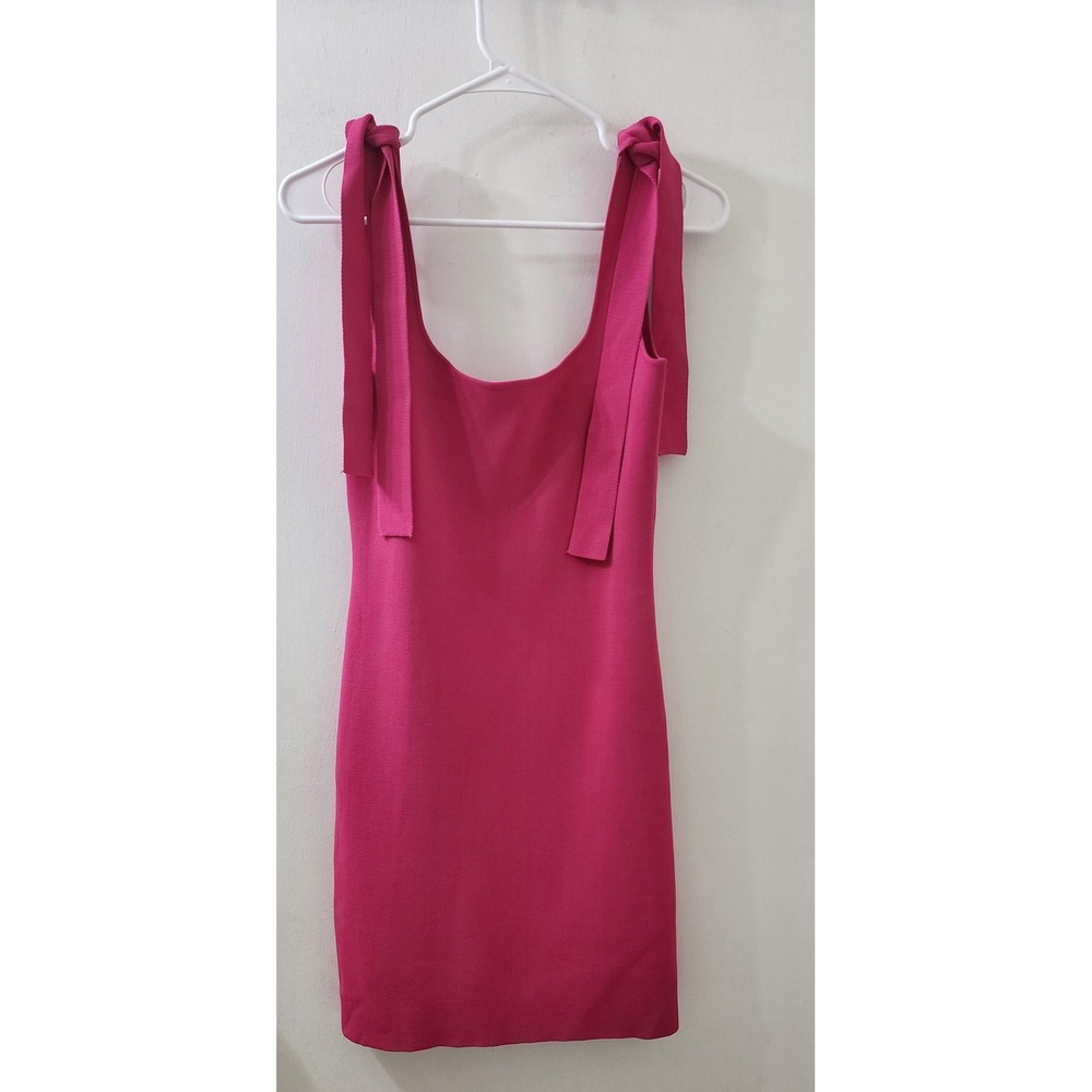 By Johnny Hot Pink Bow Shoulder Knit Mini Dress 43/39-1813HP Size M